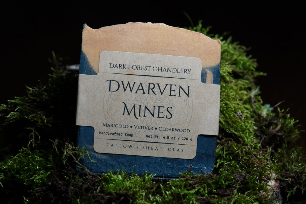 Dwarven Mines activated charcoal tallow soap bar, handmade in Arkansas by Dark Forest Chandlery